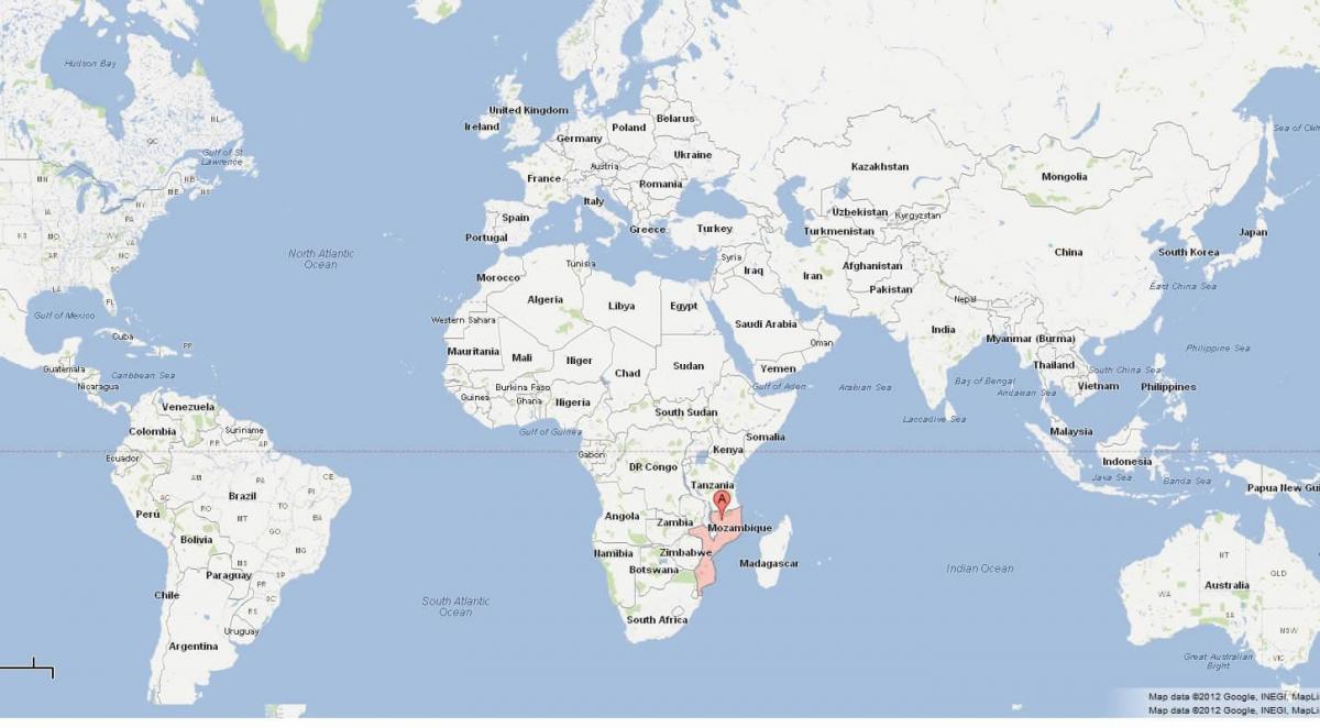 موزمبیق کے مقام پر دنیا کے نقشے